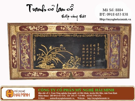 Tranh cỏ lan cổ - thiếp vàng thật - Mã số: TRA8884