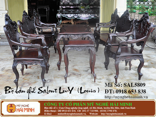 Bộ bàn ghế salong Lu Y (Louis)  gỗ gụ - Mã số : SAL5809 
