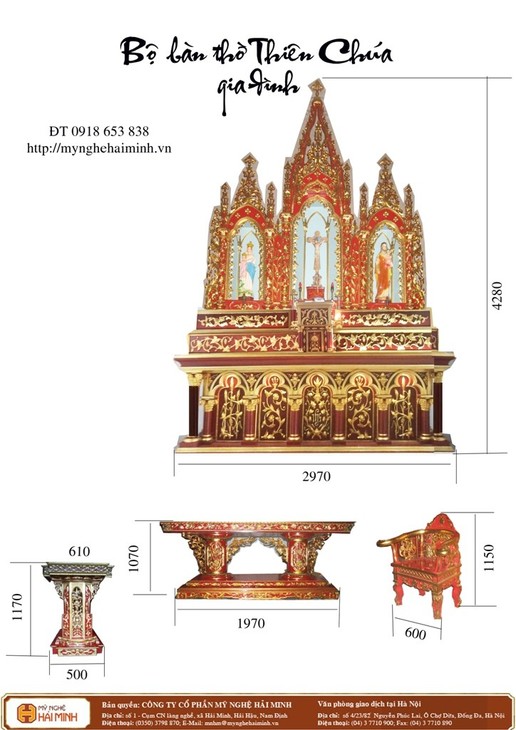 Bộ Bàn Thờ Thiên Chúa cao cấp tại gia đình-  Mã số BO2423