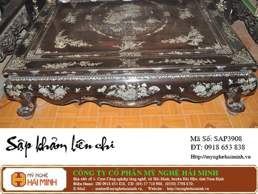 Sập gụ khảm ốc liên chi  -  Mã số SAP3908