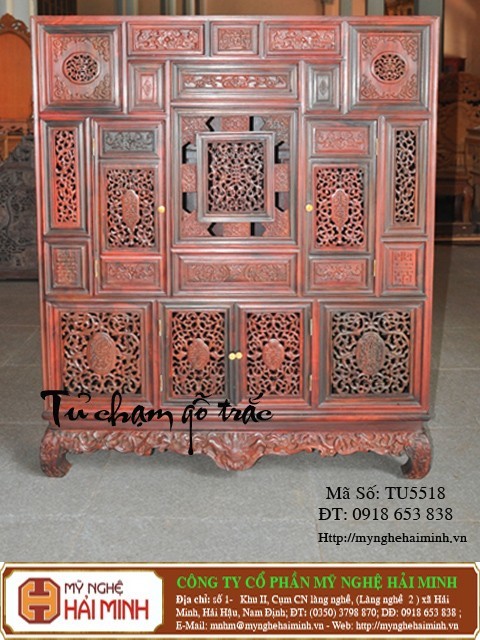 Tủ chạm gỗ trắc - mã số: TU5518