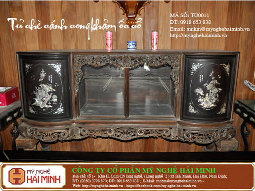 Tủ chè cánh cong khảm ốc cổ - Mã số TU0011
