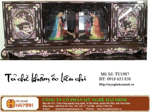  Tủ chè khảm ốc liên chi gỗ trắc cao cấp-  Mã số TU1987