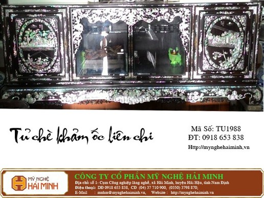 Tủ chè khảm ốc liên chi gỗ trắc cao cấp -  Mã số TU1988